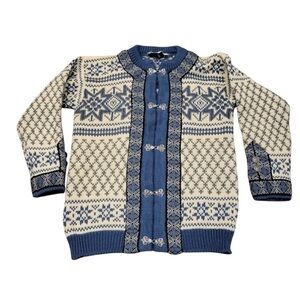 Dale Of Norway Women’s Blue & Cream Fair Isle Ski Nordic Knit Cardigan Size M